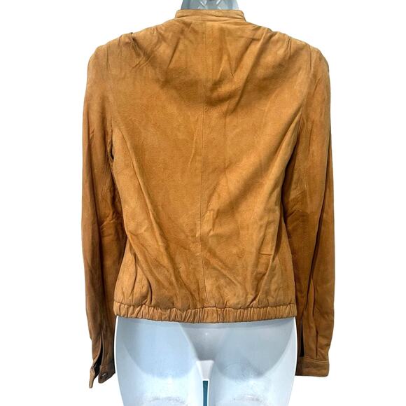Vintage Tannery West Tan Suede Leather Jacket Zip Pocket size 4 / S *GOOD* - Picture 9 of 16